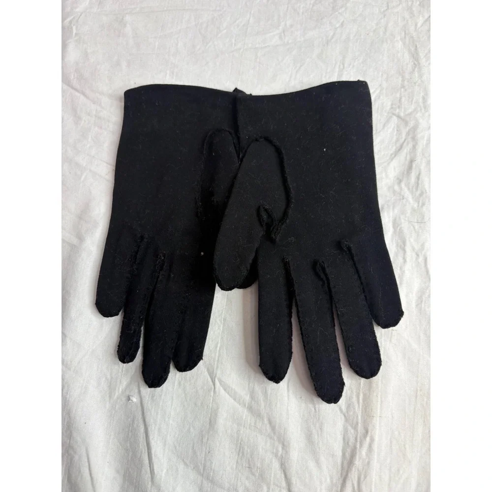 Vintage Black Button Accent Gloves Womens Dressy Opera Evening Fashion Accessory